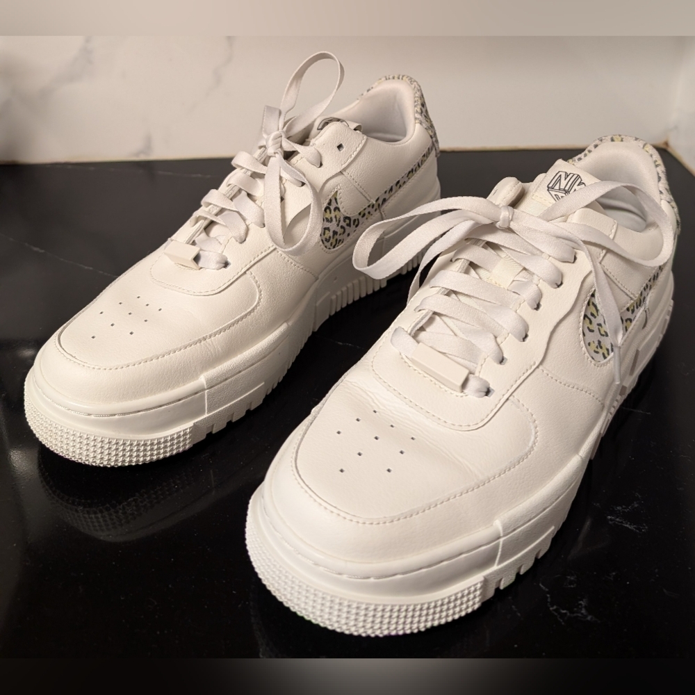 Nike Air Force 1 Pixel SE Leopard Print Sail/Lemon Sneakers Size 10 MSRP $140 - Picture 6 of 13
